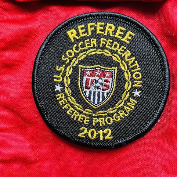 Vintage Olympus Soccer Referee Jersey 2012 Patch Size XXL Red Short Sleeve - Picture 6 of 9